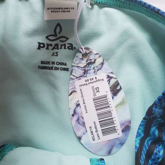PRANA Bikini Bottom Vortex Blue Lani, XS - Picture 5 of 7
